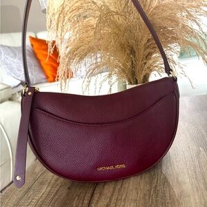 Michael Kors Brown Leather Shoulder Bag with Gold Accents